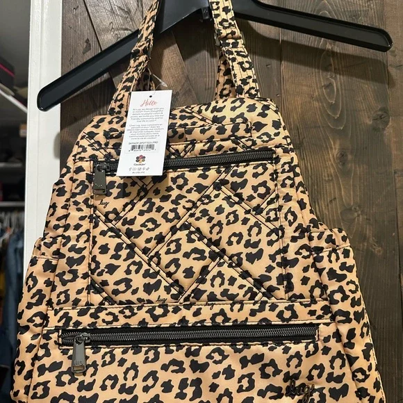 Lug Skyhop QVC Brown and Black Leopard Print Backpack - Picture 3 of 6